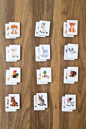 Hölzerne süße Bauernhof Tiere Brain Teaser Karten Matching Game Vorschule pädagogisches Material