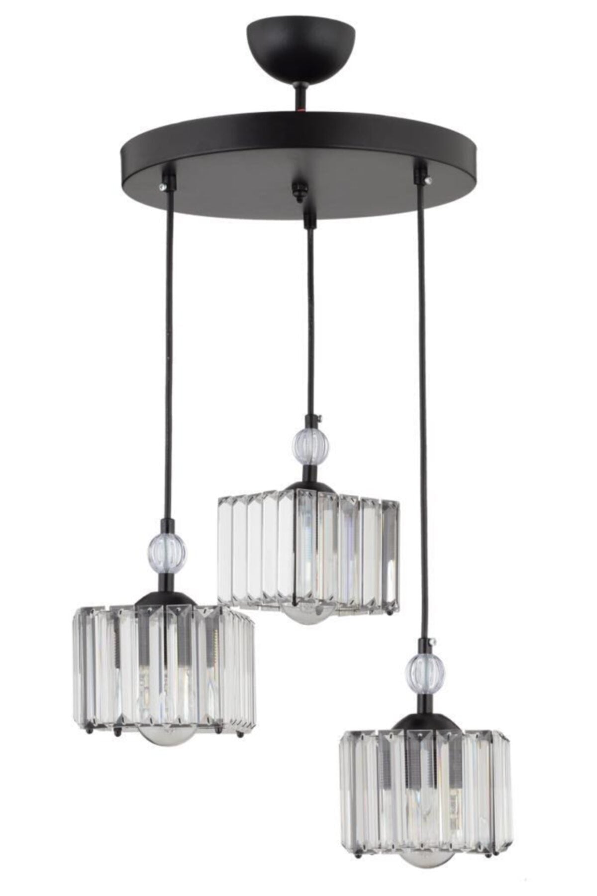 Maya 3-Piece Black K-10 Stone Chandelier