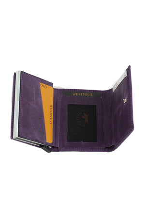 Lila Herren Leder Mechanismus Brieftasche Kartenhalter