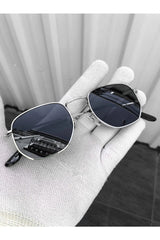 Silver Metal Framed Pentagon Unisex Sunglasses