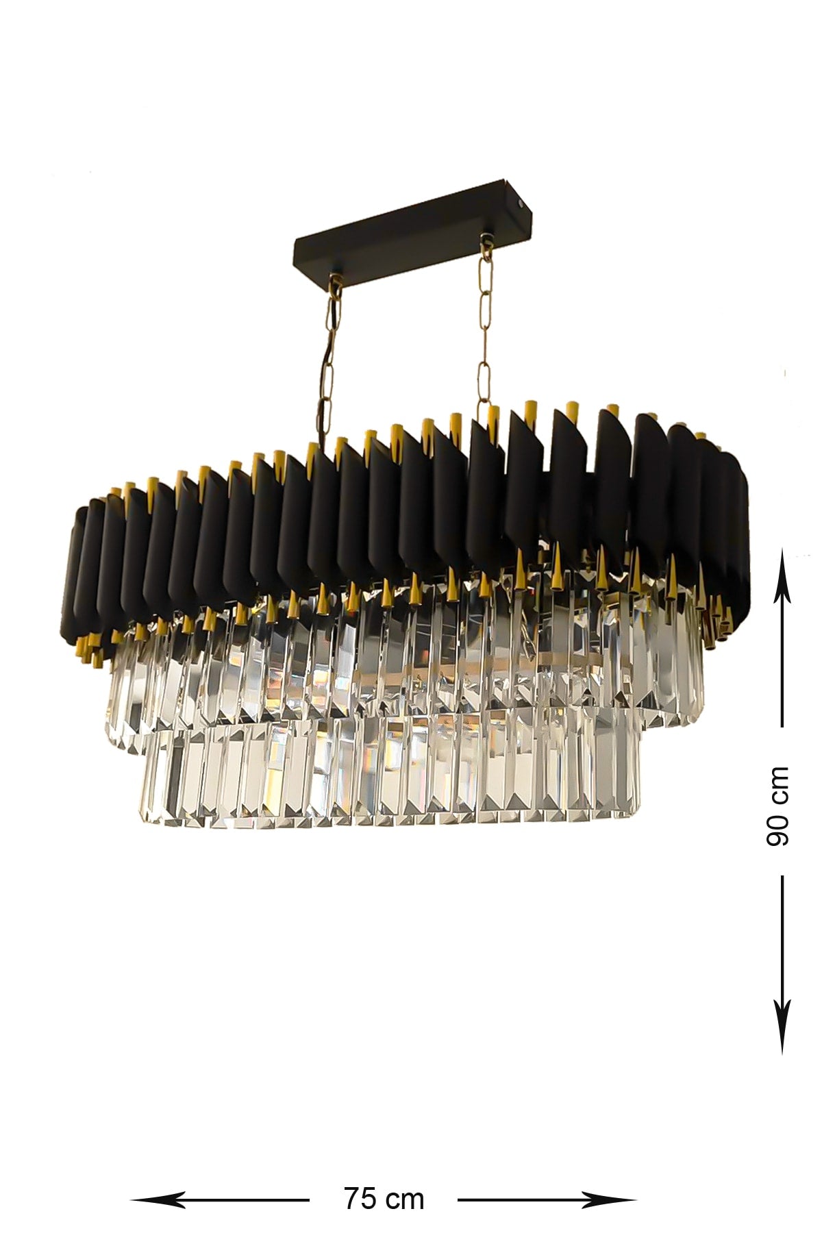 Palmira 75X35 Cm Crystal Stone Luxury Dining Table Chandelier Set Of 6 - (Black-Gold)