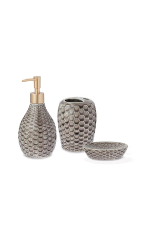 Gina 3 Pcs Bathroom Set 10.8x7.2x3 Cm Brown - Swordslife