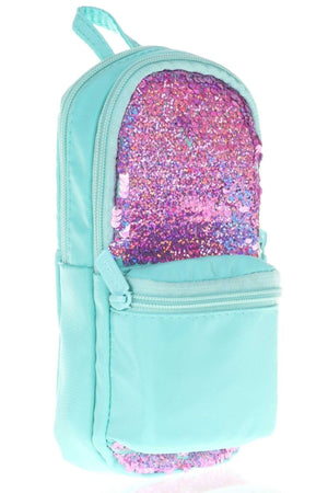 Mint Sequin School Bag And Pencil Holder Set - Girls