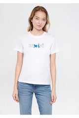 Cat Logo Printed White T-Shirt Regular Fit / Regular Fit 1611478-620 - Swordslife
