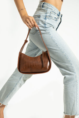 Damen-Baguette-Tasche aus Krokodil