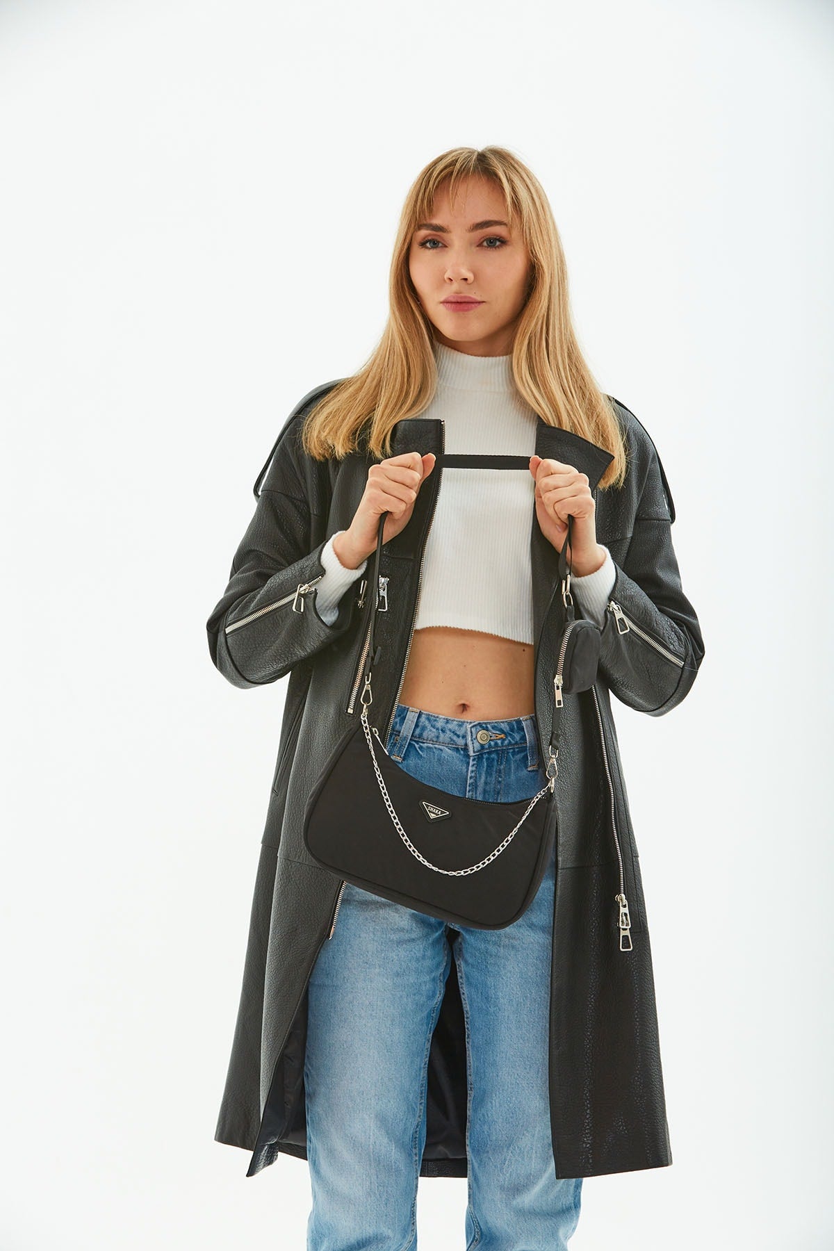 Women'S Cross Shoulder Bag With Black U6 Chain Strap Detailed And Adjustable Strap Wallet B:12 E:27 G: