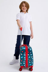Kids Indigo Red Space Patterned Suitcase 16749