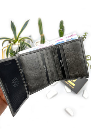 Genuine Leather Tumbled Gray Gentle Handy Men'S Wallet