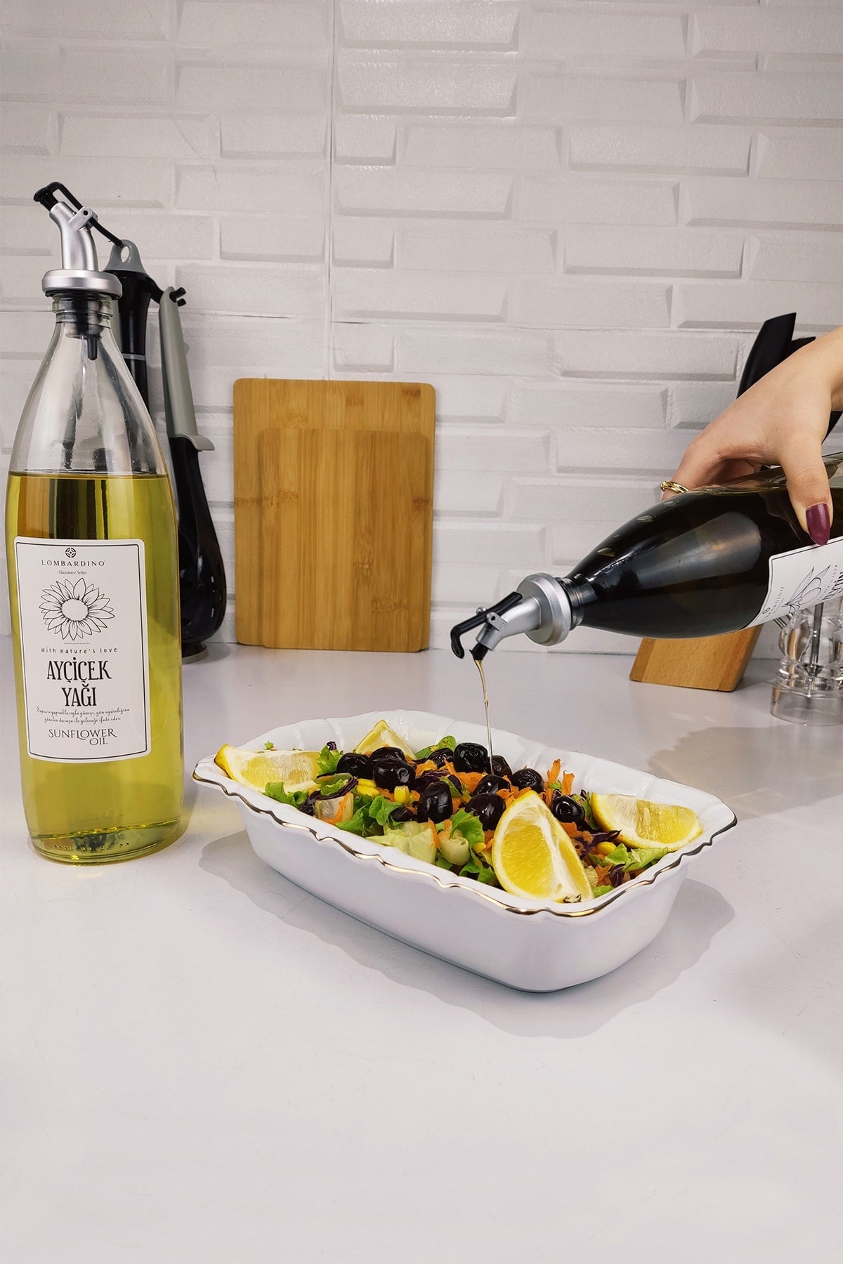 Vetro 2-Piece Olive Oil And Oil Bottle Oil Pot 1000 Ml Sh-003
