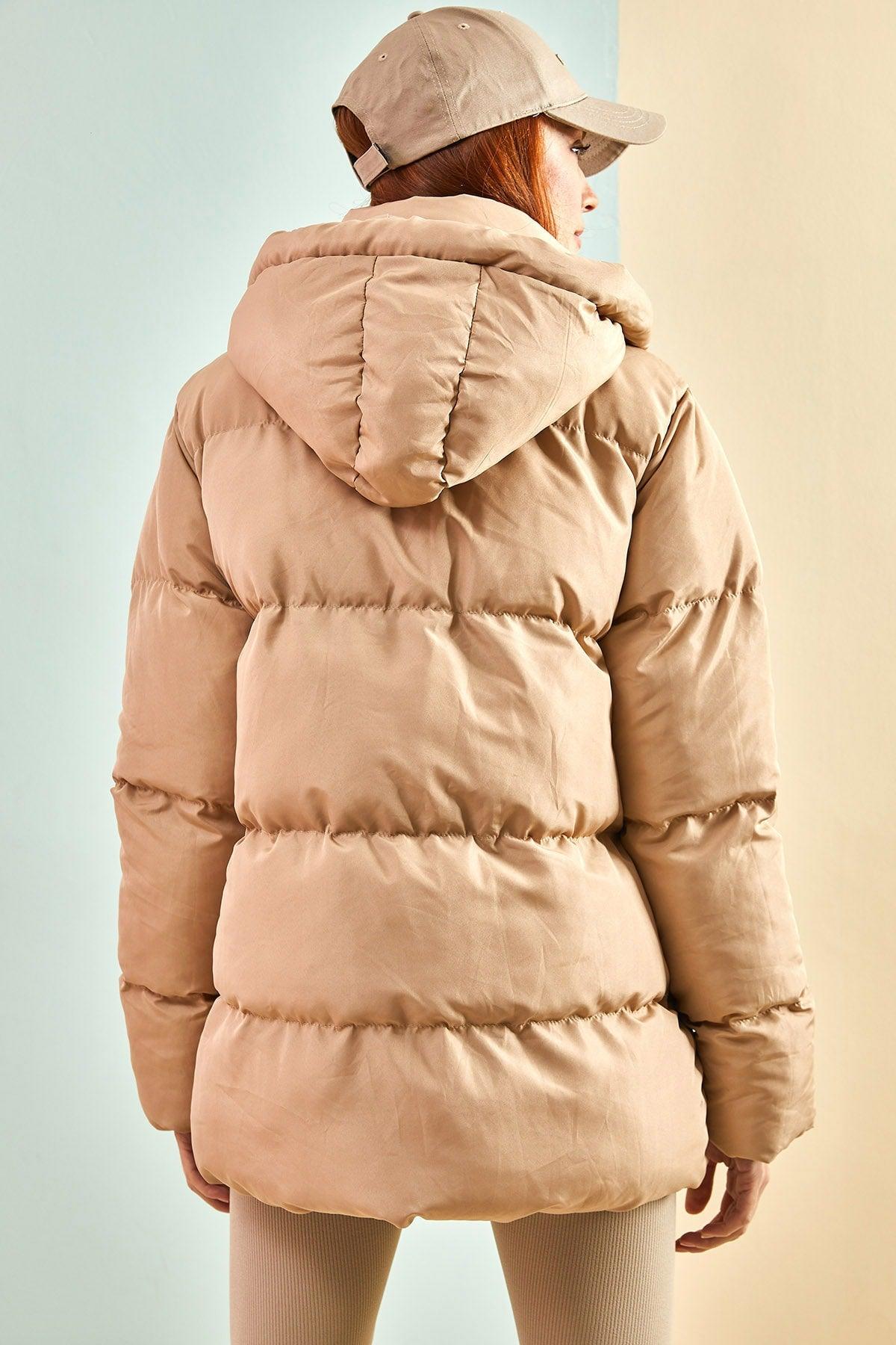 Women's Hooded Long Down Jacket with Lace-Up - Swordslife