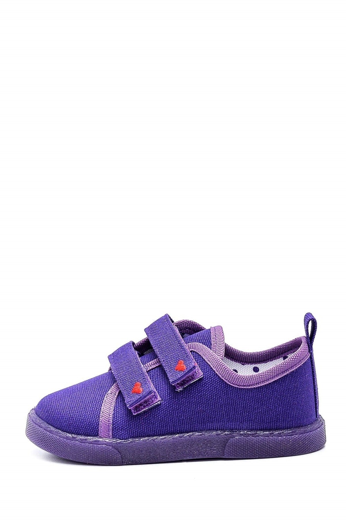 Double Velcro Heart Kids Linen Sneakers-purple-f-499
