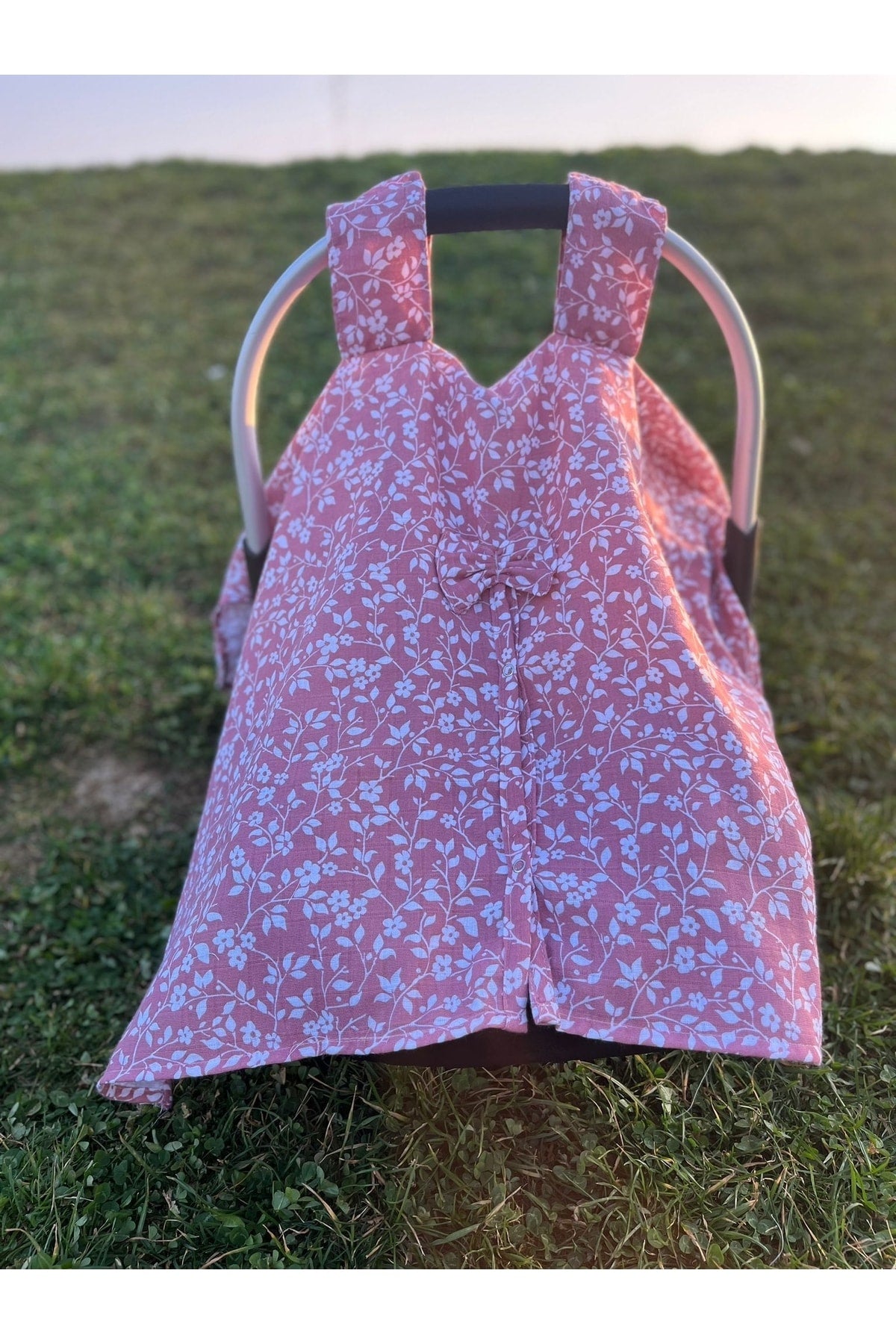 Run Baby Muslin Fabric Push-Up Stroller Cover (Pink Flower) 75X100Cm