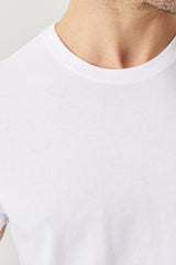  Мужская белая футболка узкого кроя из 100 % хлопка с круглым вырезом и короткими рукавами