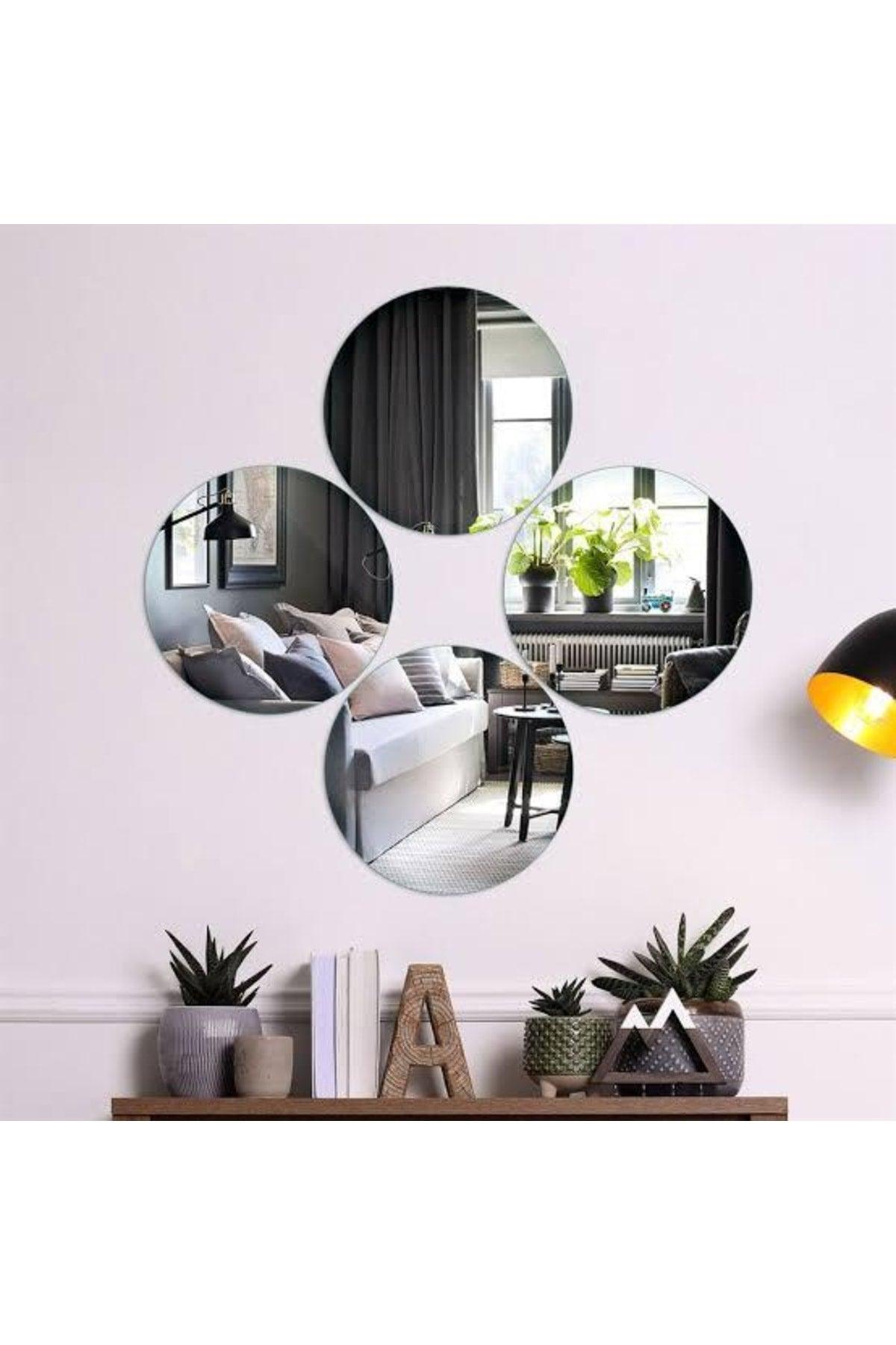 Decorative Round Silver Mirror Plexi Wall Ornament 2 Pieces (Adhesive) - Swordslife