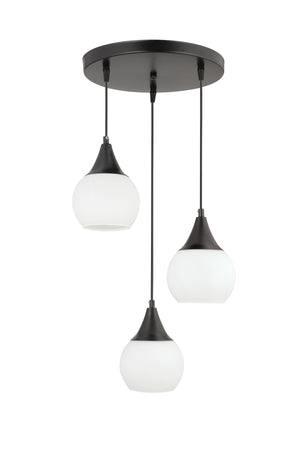 Sante 3-Piece Black And White Glass Modern Pendant Lamp Chandelier Living Room Kitchen Room Hallway Chandelier