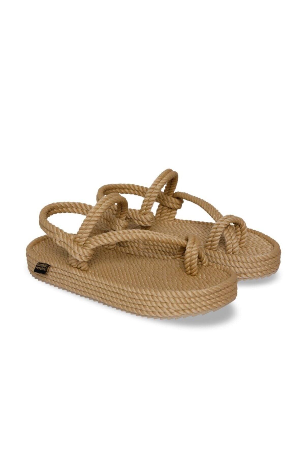 Hawaii Women's Platform Rope & Rope Sandals - Beige - Swordslife