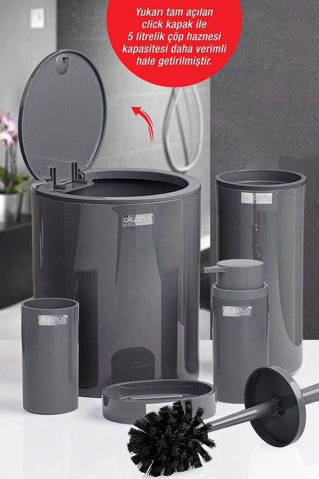 Anthracite Round 5 Pcs Bathroom Set - Swordslife