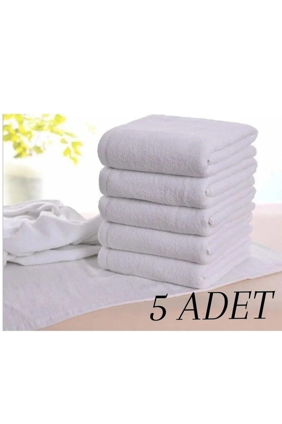 5 Pieces White Hotel Towel 100% Cotton Hand & Face & Head Towel 50x90 Cm - Swordslife