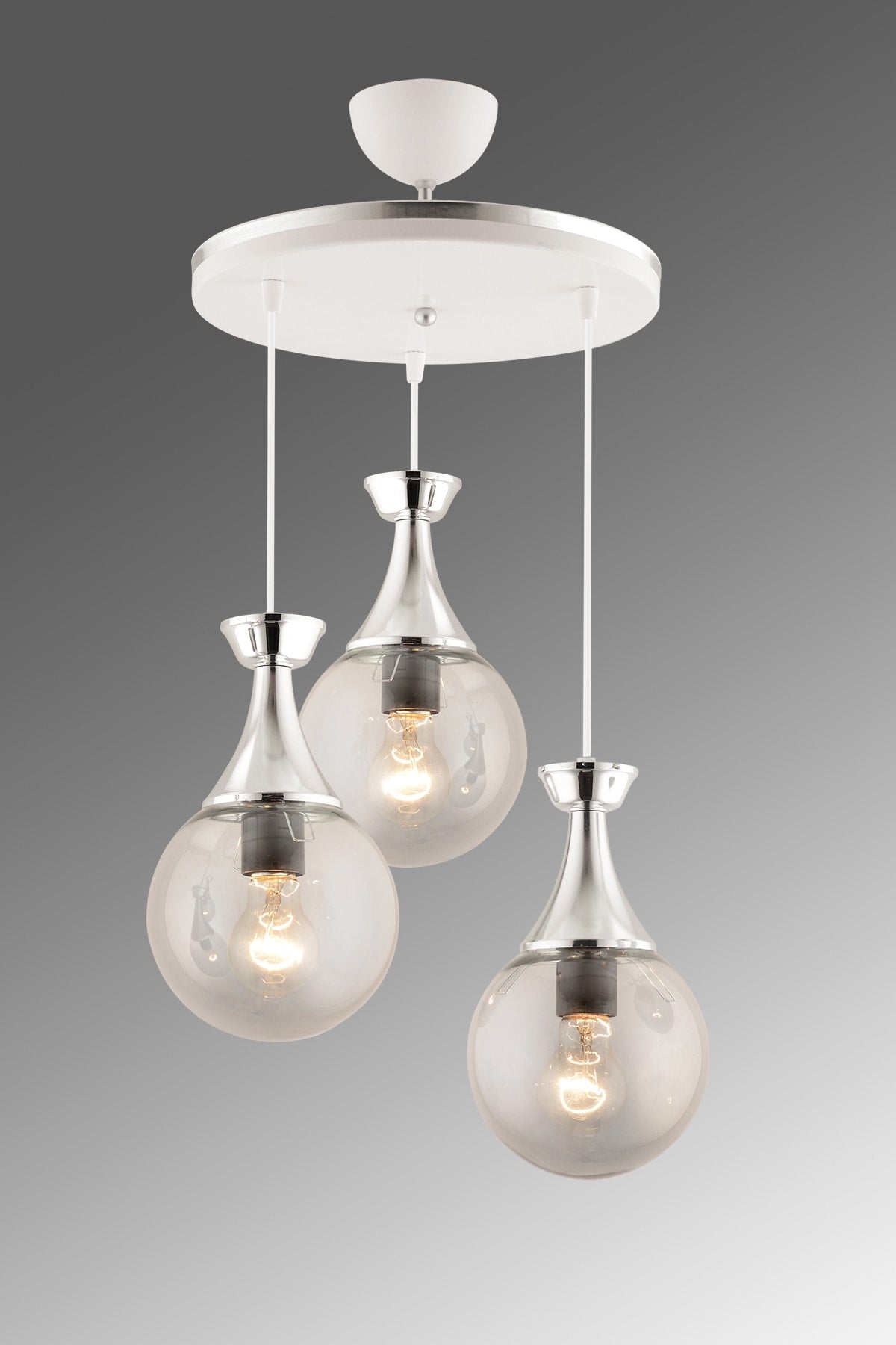 Minel 3 Piece Tray White Chrome Gilded Smoked Glop Glass Lighting