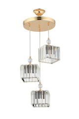 Maya 3-Piece Gold K-10 Crystal Stone Chandelier