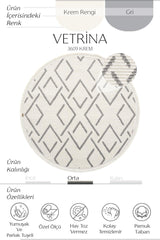 Vetrina 3609 Cream Soft Texture Carpet Rug Living Room Kitchen Hallway Cut Runner Round Machine Rug - Swordslife