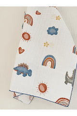 Multi-Purpose Muslin Blanket 80x90 Cm Baby & Kids & Newborn Blue Dinosaur Muslin Blanket, Muslin Cloth