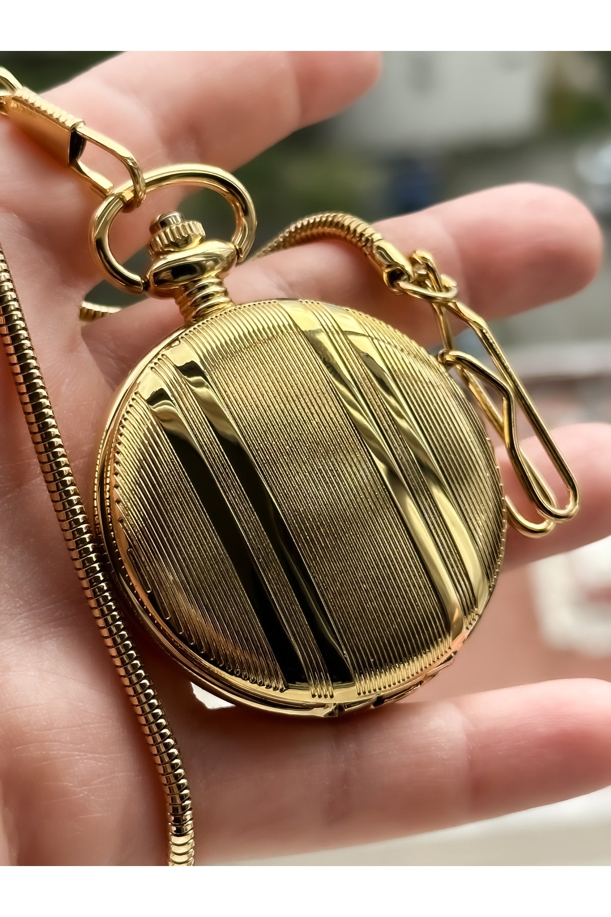 2 Years Warranty Retro Gold Yellow Numeral Pocket Watch + Rosary, Bracelet