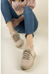 Women's Cream Knitwear Sneaker - Swordslife