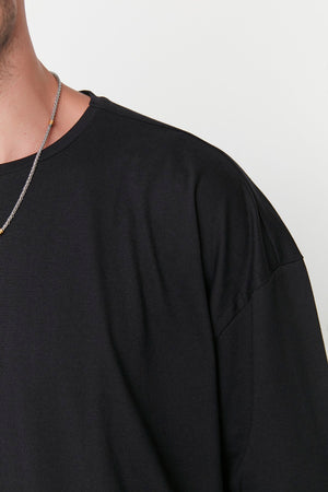 Schwarzes Herren Basic Rundhals Oversize Kurzarm T-Shirt Tmnss22Ts0317