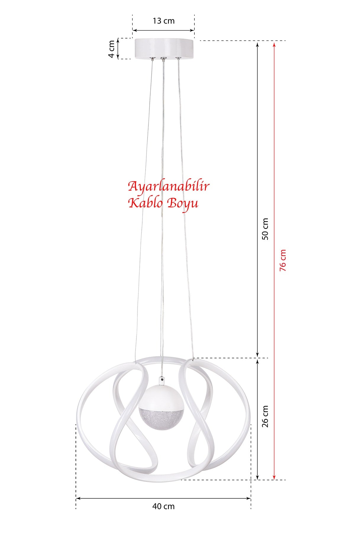 Bretzel LED-Kronleuchter Weiß