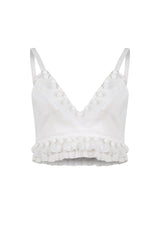 Special Design Couture White Pompom Crop Top - Swordslife