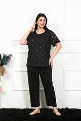 Women's Large Size Short Sleeve Pajamas Set 75006 - Swordslife
