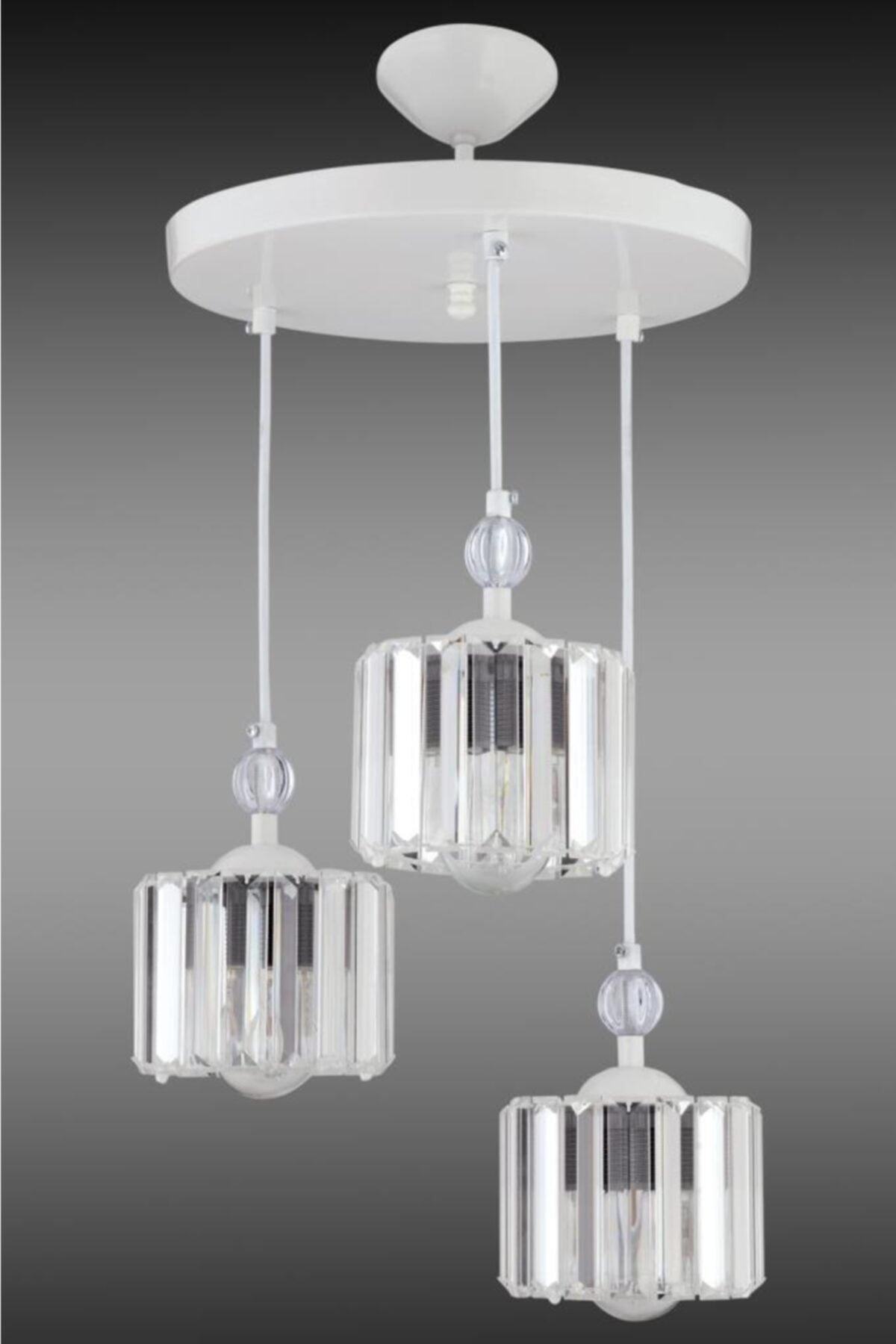 Maya 3-Piece White Y-10 Stone Chandelier