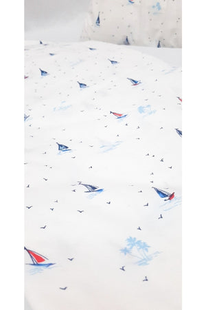 Park Crib Sailboat Pattern Baby Duvet Cover 80X120 Cm 35X45 Cm Pillowcase