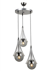 Lapis 3rd Chandelier Chrome-smoked Glop Glass