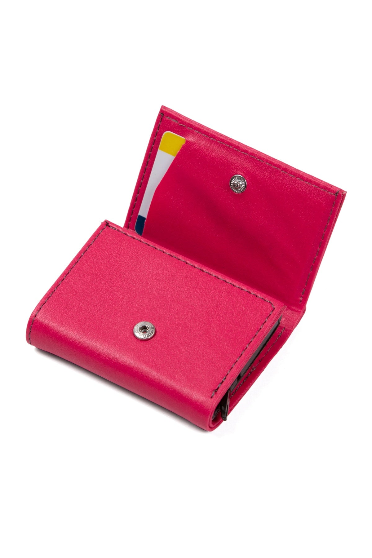 Men'S Vegan Leather Cash Money Compartment Sliding Mechanism Wallet Card Holder