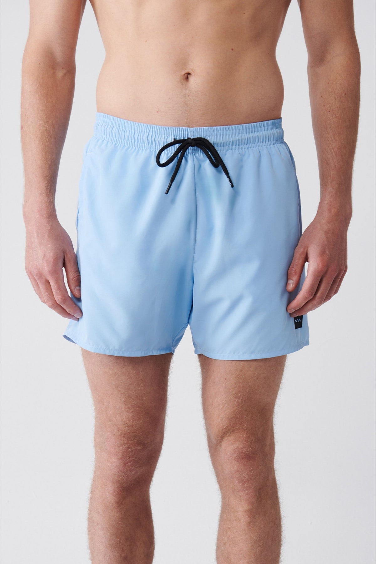 Men'S Light Blue Quick Dry Standard Size Straight Swimwear Marine Shorts E003801