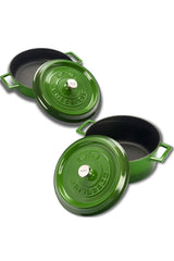 Cast Iron Round Deep And Shallow 5 Piece Cookware Set Green