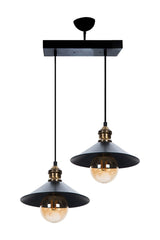 Gönen 2-Piece Black Row Modern Retro Pendant Lamp Retro Living Room Chandelier