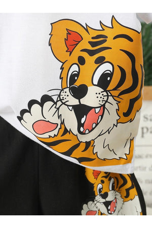 T-Shirt und Shorts-Set mit Tigermuster für Jungen