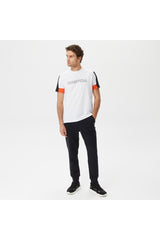 Men's White Color Block Standard Fit Short Sleeve T-shirt