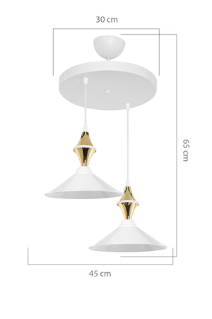 Maya Tile White/Gold Double Dining Room Living Room Hall Kitchen Chandelier