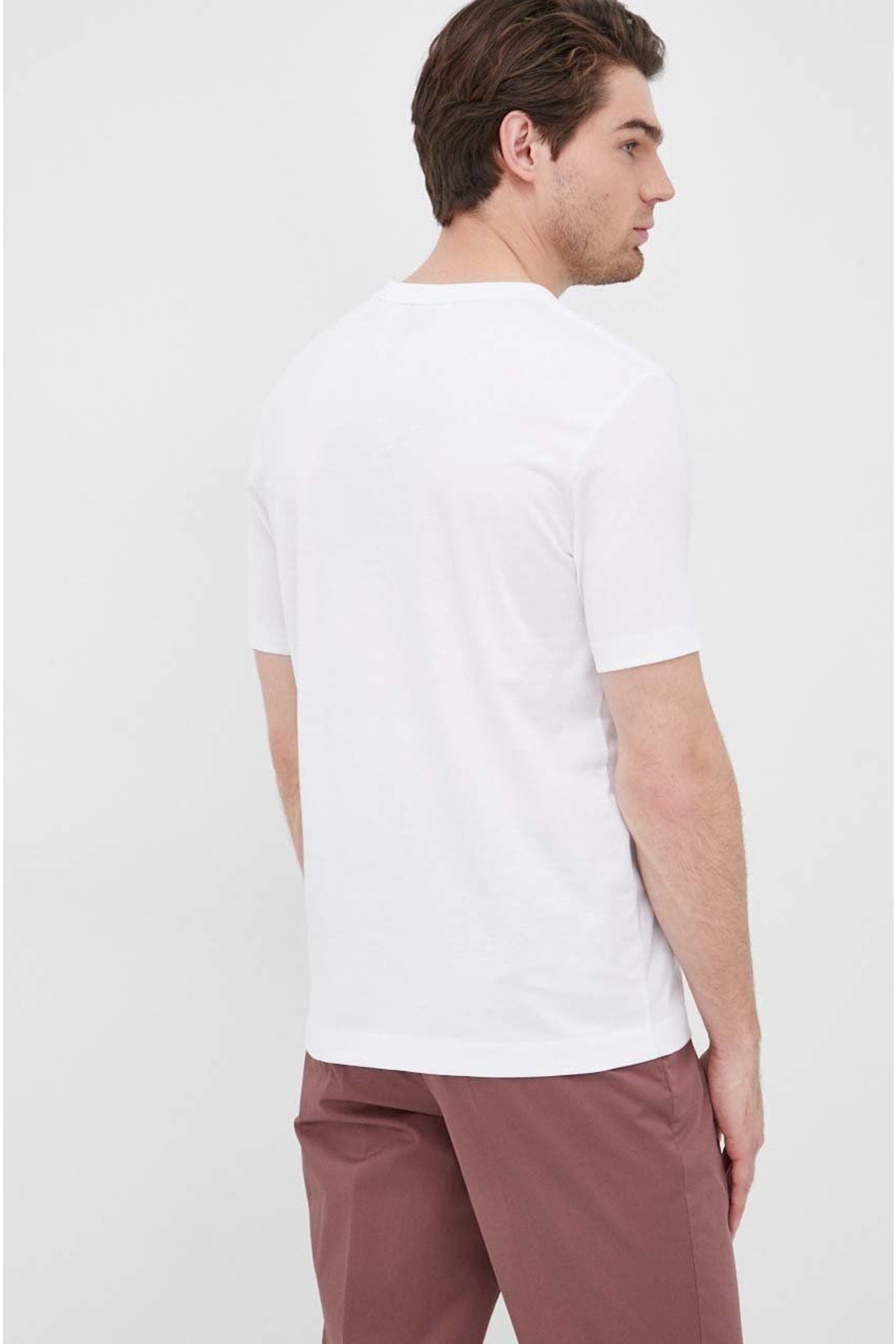 Men's Cotton V Neck Regular Fit White T-shirt 50468348-100