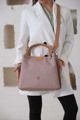 Women Embossed Patterned Magnetic Snap Closure Hand Bag With Shoulder Strap Jp4031 Sand