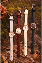 Retro Minimal Women's Wristwatch With Gray Leather Band - Swordslife