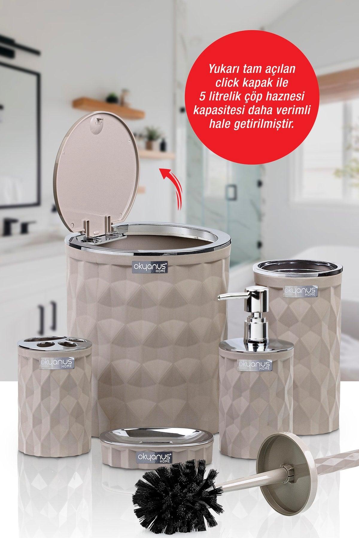 Diamond Mink Chrome Click Cover 5 Pcs Bathroom Set - Swordslife