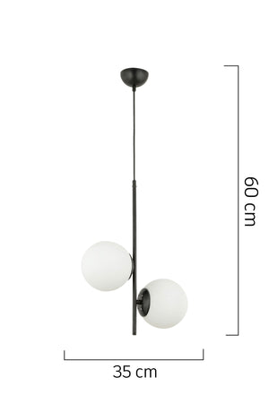 Malibu 2 Piece Black And White Glass Modern Young Room Kitchen Bedroom Retro Living Room Chandelier