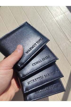 Schwarze Herren Geldbörse personalisiert mit Namen bedruckt
