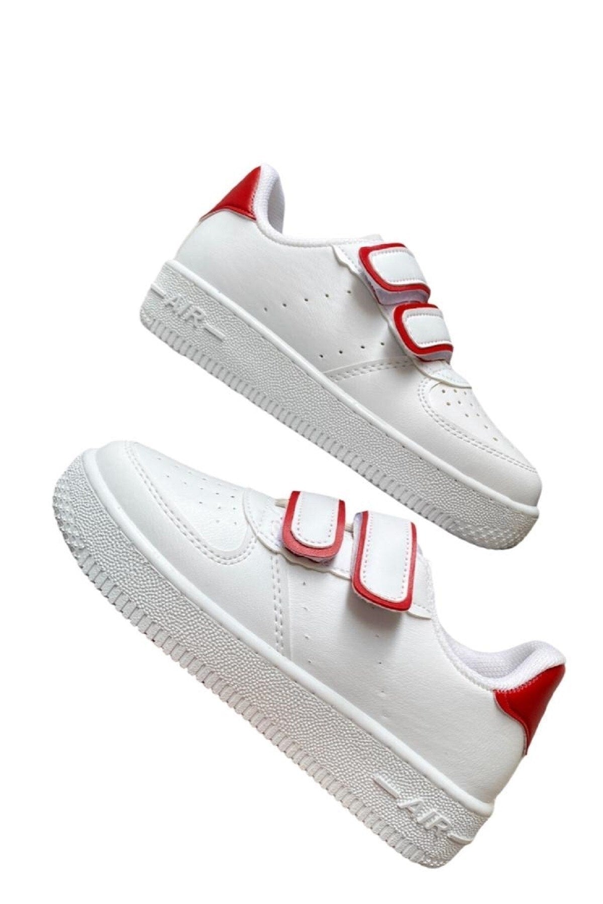 Unisex Girls Boys Velcro Sneakers Sneaker - White Red