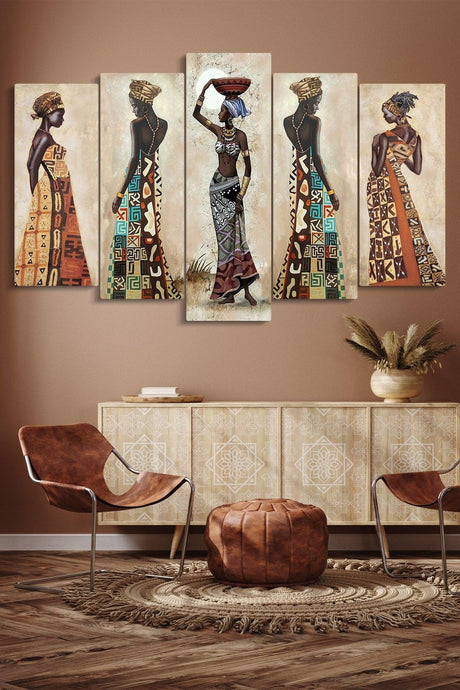 African Women 5-Piece Mdf Painting - Swordslife